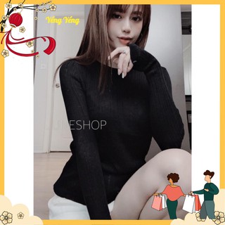 Áo dài tay len tăm sọc cổ tròn 3 màu