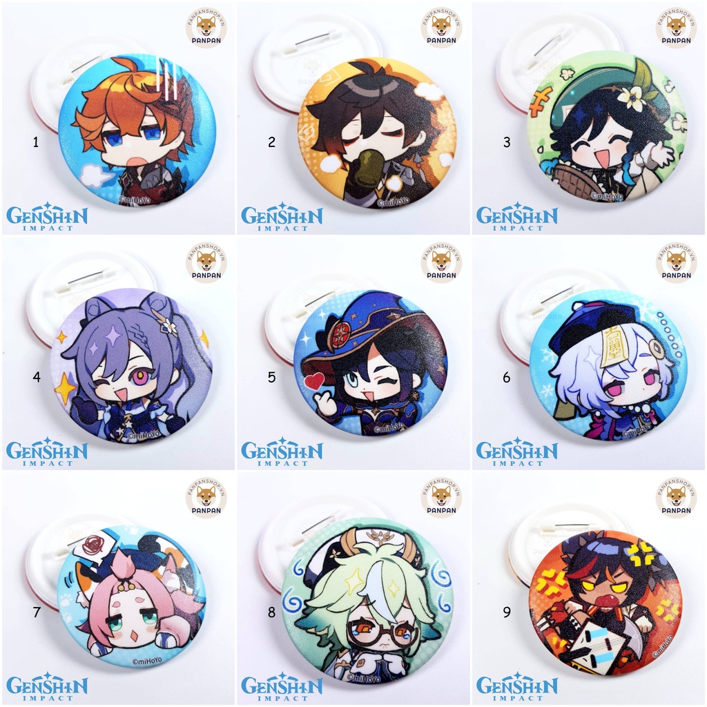 Huy Hiệu Genshin Impact Chibi