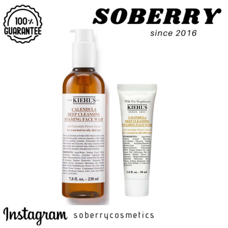 Sữa rửa mặt hoa cúc KIEHLS Calendula Deep Cleansing Foaming Facewash 230ml /30ml