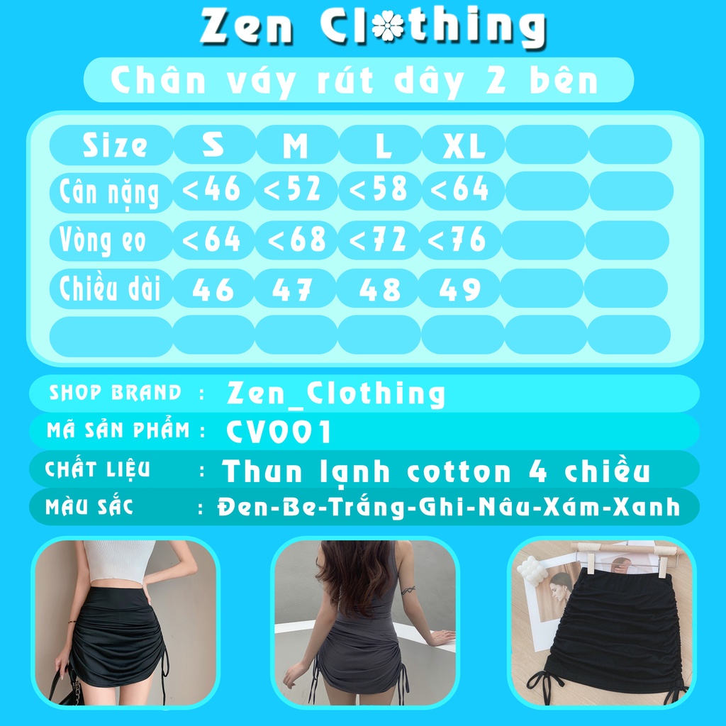 Chân váy rút dây ngắn cạp cao chân váy ngắn chữ a 2 lớp nhiều màu Zen_Clothing CV001 | BigBuy360 - bigbuy360.vn