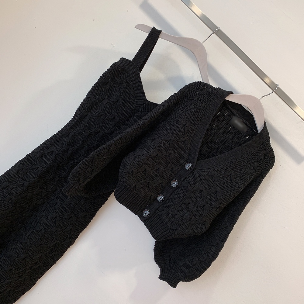 Set Áo Khoác Cardigan Dệt Kim Tay Phồng + Đầm Sweater Phong Cách Hàn Quốc | BigBuy360 - bigbuy360.vn