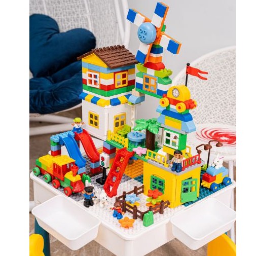 Bộ Xếp Hình Lego Duplo Cối Xây Gió, Tàu Hỏa, Chú Công An 253 Chi Tiết