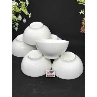 (mua lẻ rẻ như buôn )Combo 6 bát sứ trắng (sứ bát tràng) trắng mịn giá rẻ MSP:BSBT042B65K
