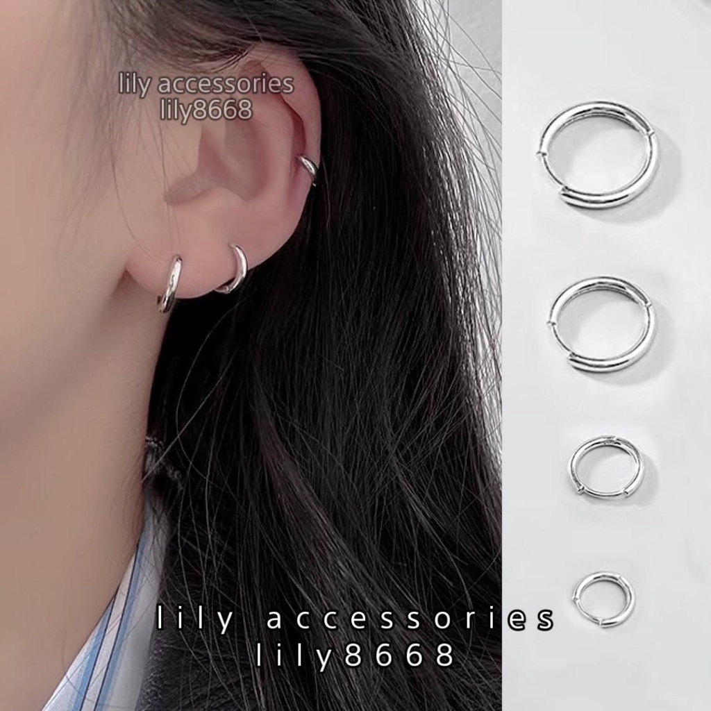 Khuyên Tai Tròn Bạc Classic Hoop Earring khuyên tai titan mạ bạc S925 sáng không gỉ nam nữ unisex