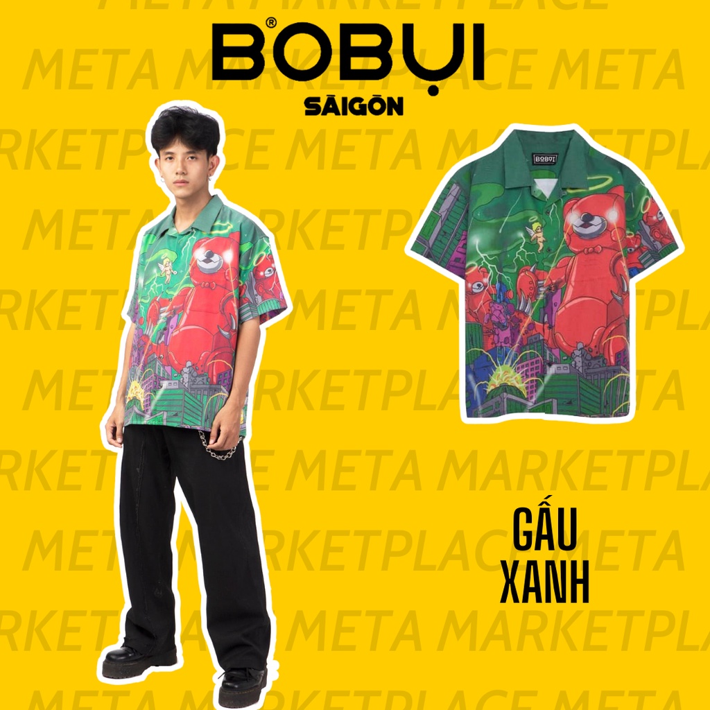 Áo Sơmi BOBUI saigon form rộng local brand oversize ngắn tay họa tiết