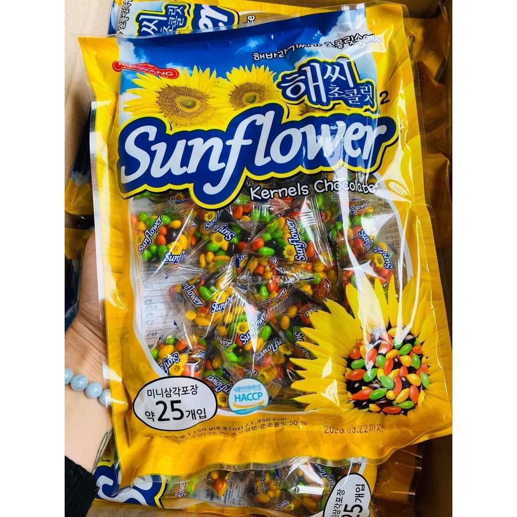 Socola Bọc Hạt Hướng Dương Sunflower, gói 250gr, Hàn Quốc, Hướng Dương Phủ Socola, Daisyhouse23, DH0054