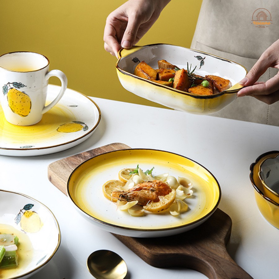 Bát đĩa sứ cao cấp , chén dĩa sứ đồ dùng bàn ăn Holame