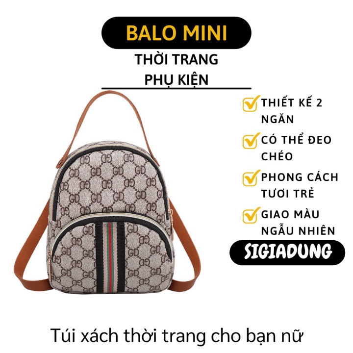 [SGD] Balo Mini - Balo Thời Trang Nữ Da Pu Hình Sọc 2 Ngăn Phong Cách Hàn Quốc 7959