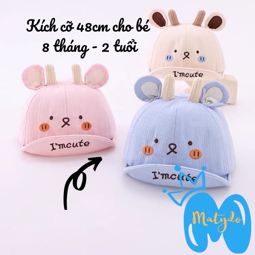 Mũ cho bé gái bé trai MATYDO nón lưỡi trai hình mặt cười im cute đáng yêu phụ kiện mùa hè