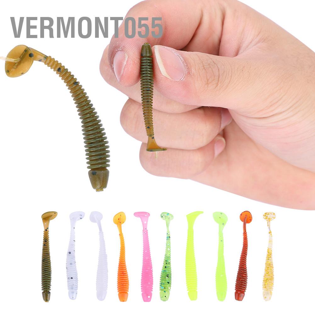 Hàng Hot 10PCS 5cm Mồi câu cá nhân tạo bằng nhựa mềm Grub Worm Baits Bộ phụ kiện Hàng giao ngayVermont055
