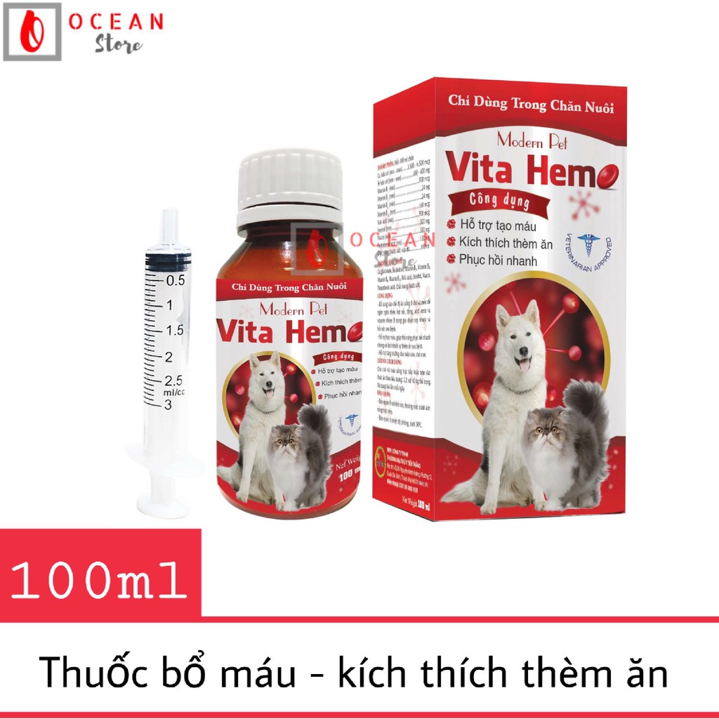 Thuốc bổ máu, kích thích thèm ăn cho chó mèo - Thuốc bổ máu VITA - HEMO 100ml