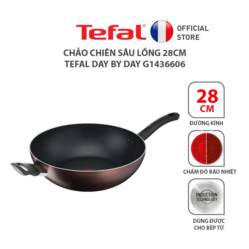 Chảo chống dính sâu lòng đế từ B2266695 cm/ Nồi G1434406 20cm - Tefal Day By Day G1436405 - Quánh G1432305 18cm