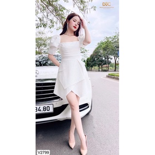 V2799 váy trắng vạt chéo dự tiệc