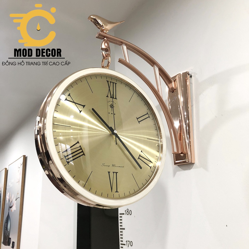 Đồng hồ treo tường kim trôi Én vàng 2 mặt 2222