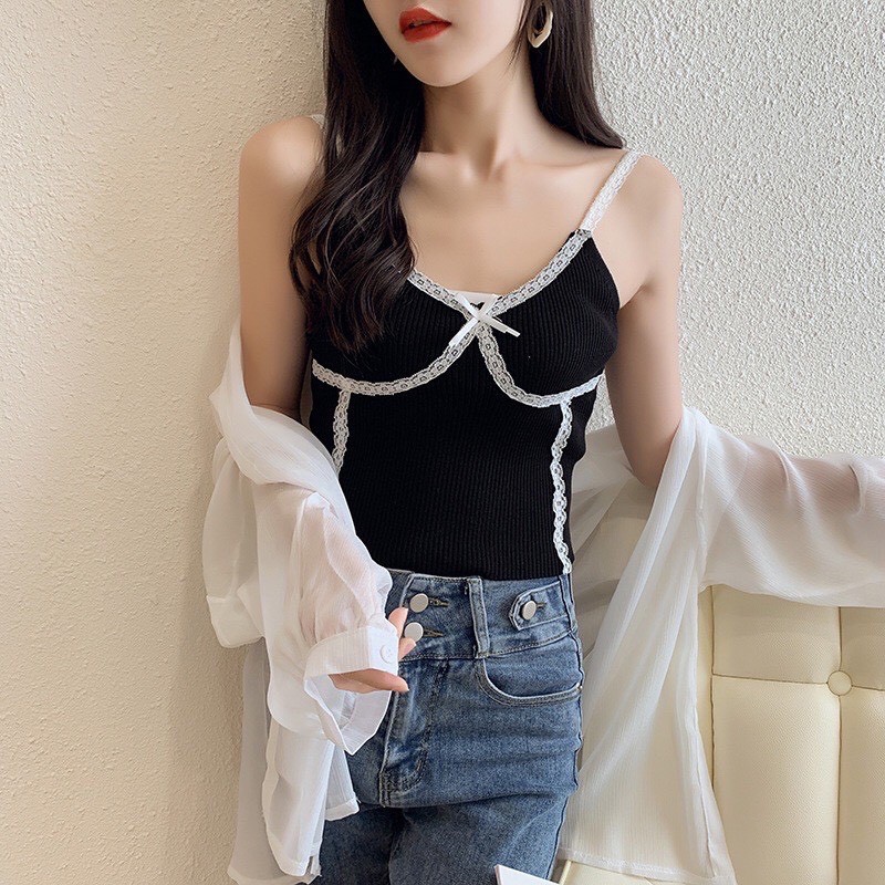 Áo hai dây viền ren siêu iu