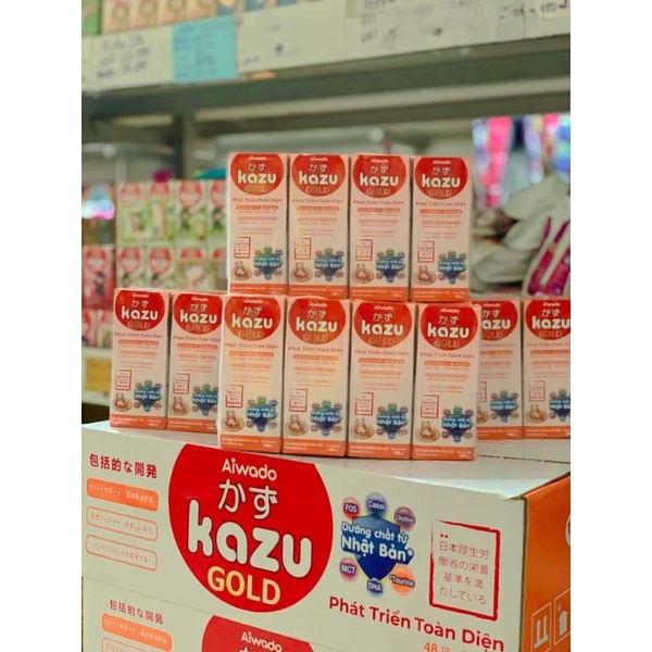 Thùng 48 hộp sữa bột pha sẵn kazu gold 180ml - phát triển toàn diện