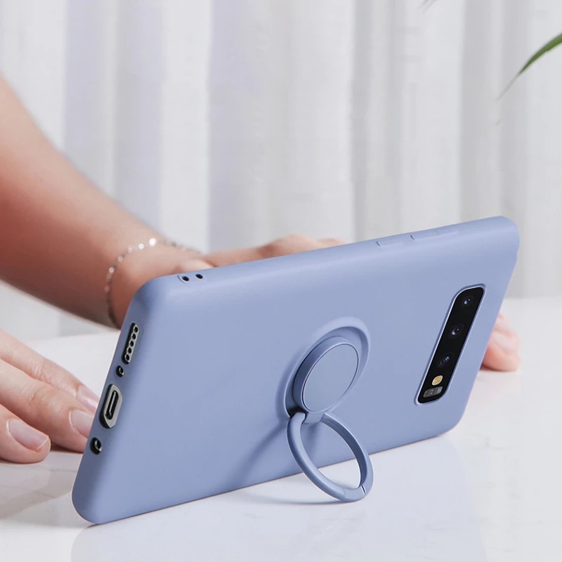 Ốp Điện Thoại Silicon Dẻo Kèm Giá Đỡ Nhẫn Sang Trọng Chống Sốc Cho Samsung S8 S9 S10 Plus S10E