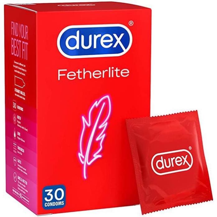 Hộp 30 Cái Bao Cao Su Durex Fetherlite Ultra Thin Feel Condoms xịn