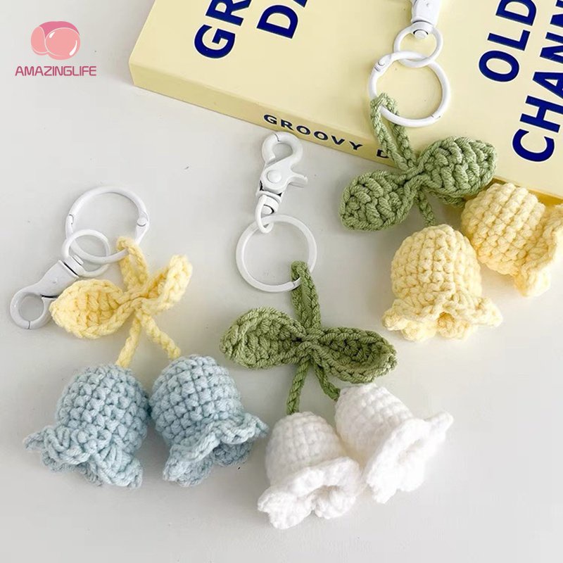 Móc Khóa Hình Hoa Lily Đan Len Thủ Công Nhiều Màu Sắc Sáng Tạo DIY