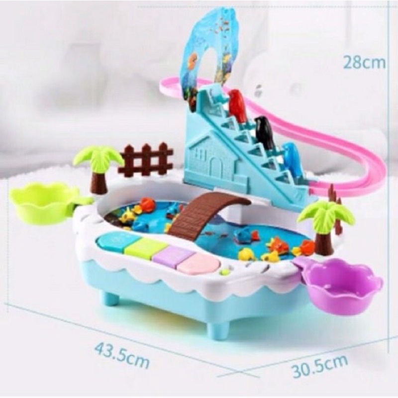 Đồ chơi câu cá _ Bộ đồ chơi câu cá + vịt chim cánh cụt léo thang đèn nhạc nước kèm đánh đàn piano