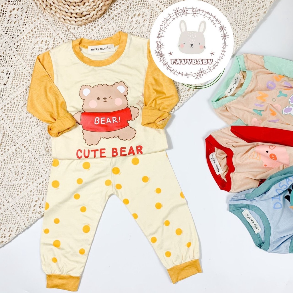 Bộ Quần Áo MINKY MOM Bé Trai Bé Gái Áo Dài Quần Dài 8-28kg Trẻ Em 0 1 2 3 4 5 6 7 Tuổi Hình Thỏ Gấu Heo - Favybaby