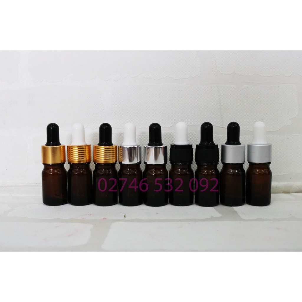 [XẢ KHO] Lọ Tinh Dầu Thủy Tinh Thân Nâu 5ml Nắp Bóp Giọt lẻ size