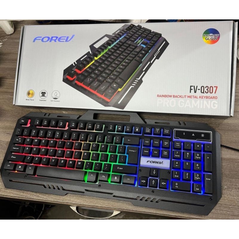 Bàn phím giả cơ Forev Q307 led RGB có kê điện thoại  chính hãng