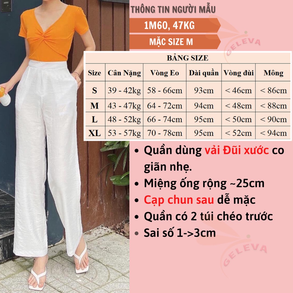 [Mã FATREND2810 giảm đến 30k tối đa 99k] Quần ống suông rộng đũi dài nữ mặc hè mát cạp chun sau dễ mặc Geleva GE914