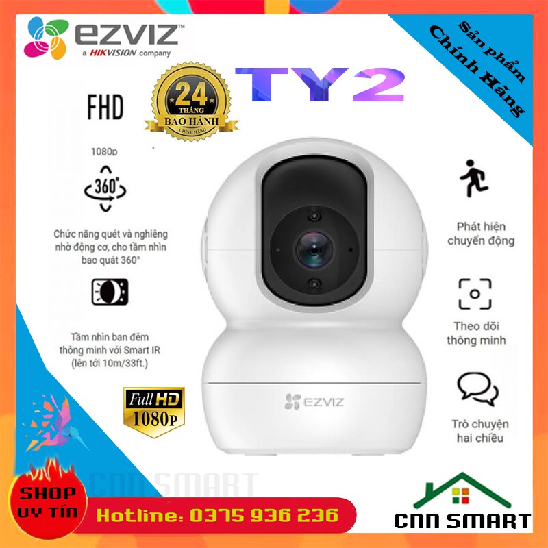 Camera IP 2MB  WIFI Trong nhà EZVIZ TY2 1080P , EZVIZ C6N , EZVIZ C6CN AI SMART HOME, Xoay 360, Siêu nét - Chính hãng
