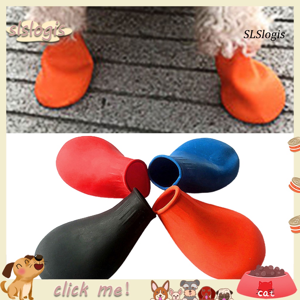 Bộ 4 giày bốt đi mưa chống trượt không thấm nước dành cho thú cưng