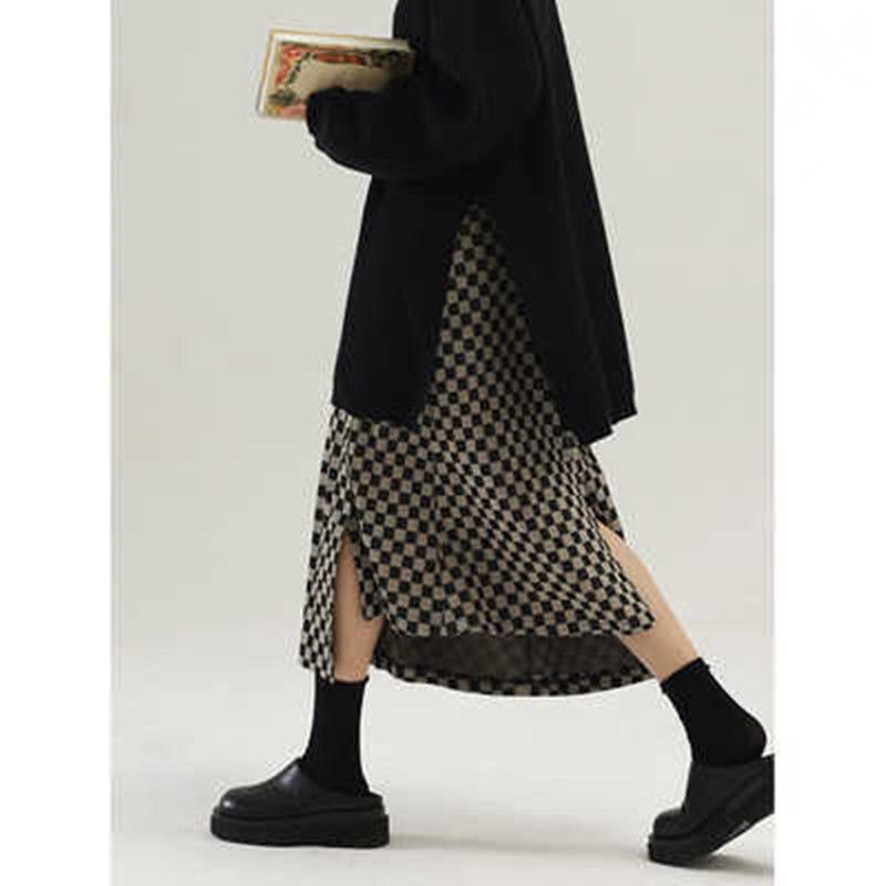 Chân Váy Chữ A Lưng Cao Họa Tiết Sọc Caro Phong Cách Hàn Quốc Thời Trang Cho Nữ