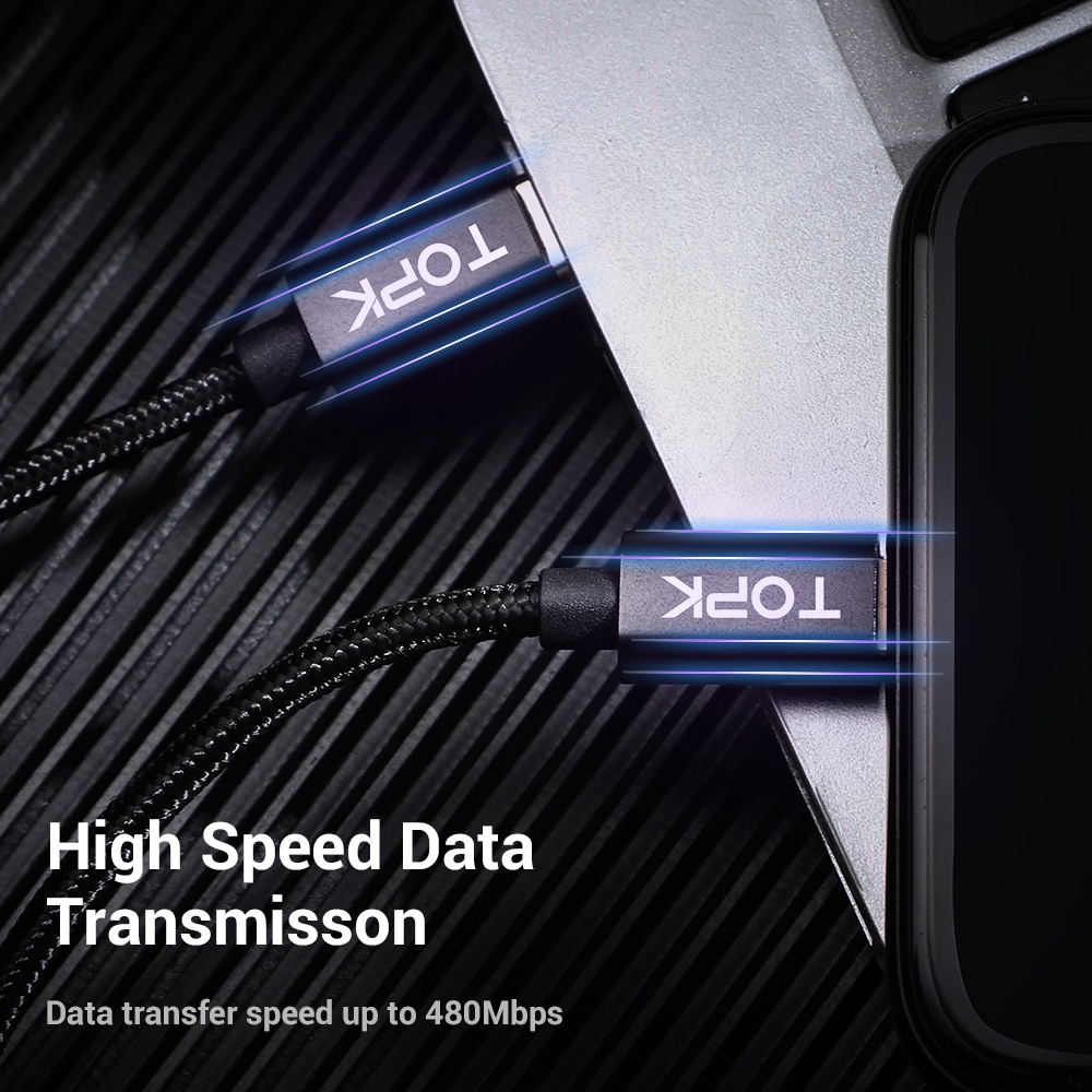 TOPK Dây Cáp Sạc Nhanh USB Type C AP10 Cho iPhone 6 7 8 11 X XS