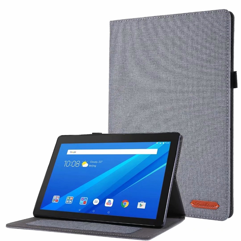 Bao da PU kết cấu sợi jean TB-X605 X605f X605N bảo vệ cho Lenovo Tab M10