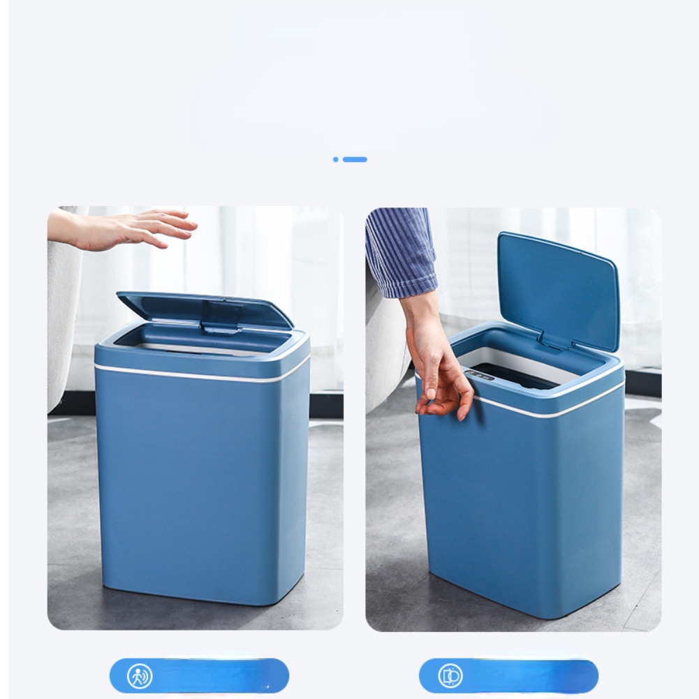 Thùng Rác Cảm Ứng Tự Động Thông Minh Sạc Tích Điện 3 Chế Độ Chống Nước Tốt 14L 30cm có nắp - Oxygen072