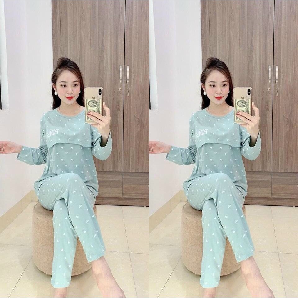 Bộ bầu và sau sinh dài tay mã đẹp pink