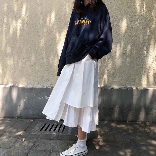 [ORDER ] Chân váy xếp tầng ulzzang / chân váy thô vintage dài midi hàn quốc | BigBuy360 - bigbuy360.vn