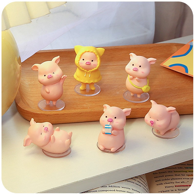 Heo Con trang trí ô tô, bàn làm việc, bánh kem đáng yêu KÈM KEO dễ thương Sét 6 chú heo con 💕FREESHIP 50k💕 - dear.ladies