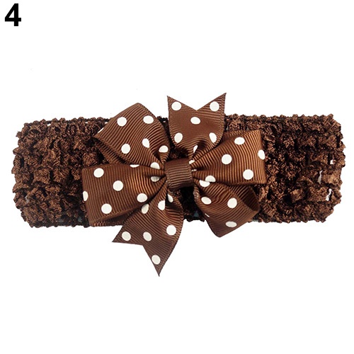 Băng Đô Cài Tóc Phối Hoa Chấm Bi Cho Bé Gái