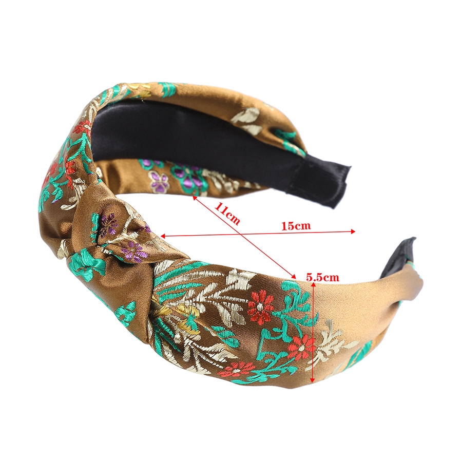 Retro Embroidery Headband Women Chinese Style Knot Wide-brimmed Stain Hairband Female Headwear