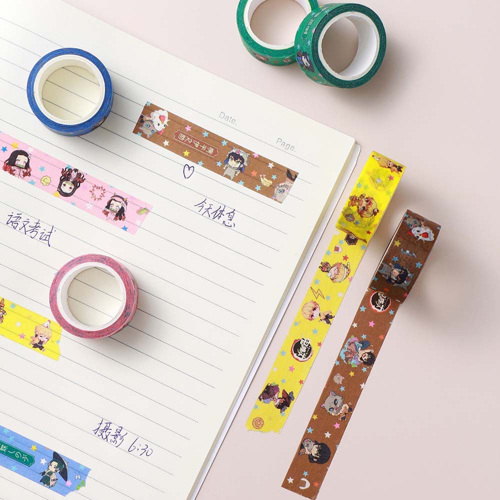 REBUY Anime Tapes Stickers DIY Crafts Demon Slayer Masking Tape Kimetsu No Yaiba Scrapbooking Nezuko Printed Pattern Stationery Tape Decorative Adhesive Paper