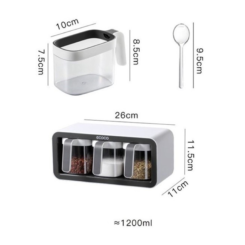 Bộ đựng gia vị dán tường Ecoco, Kệ gia vị dán tường thông minh tiết kiệm không gian nhà bếp