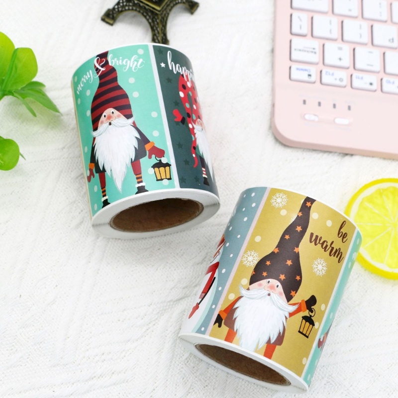 Cuộn 200 Nhãn Dán Trang Trí Giáng Sinh Tự Dính