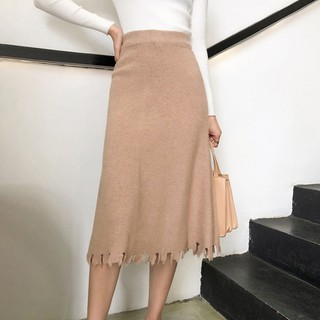 Chân váy len nữ dài chất len mịn dày