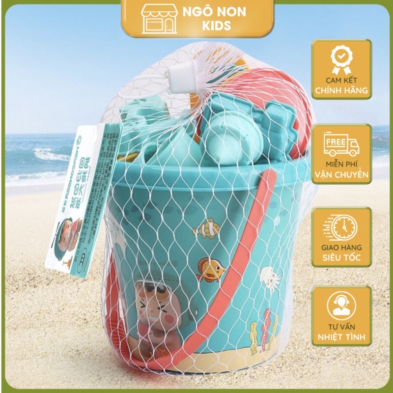 Đồ chơi đi biển 18 chi tiết bằng nhựa chịu lực chịu nhiệt. Đồ chơi nước, nhà tắm cho bé-NgôNon.Kids