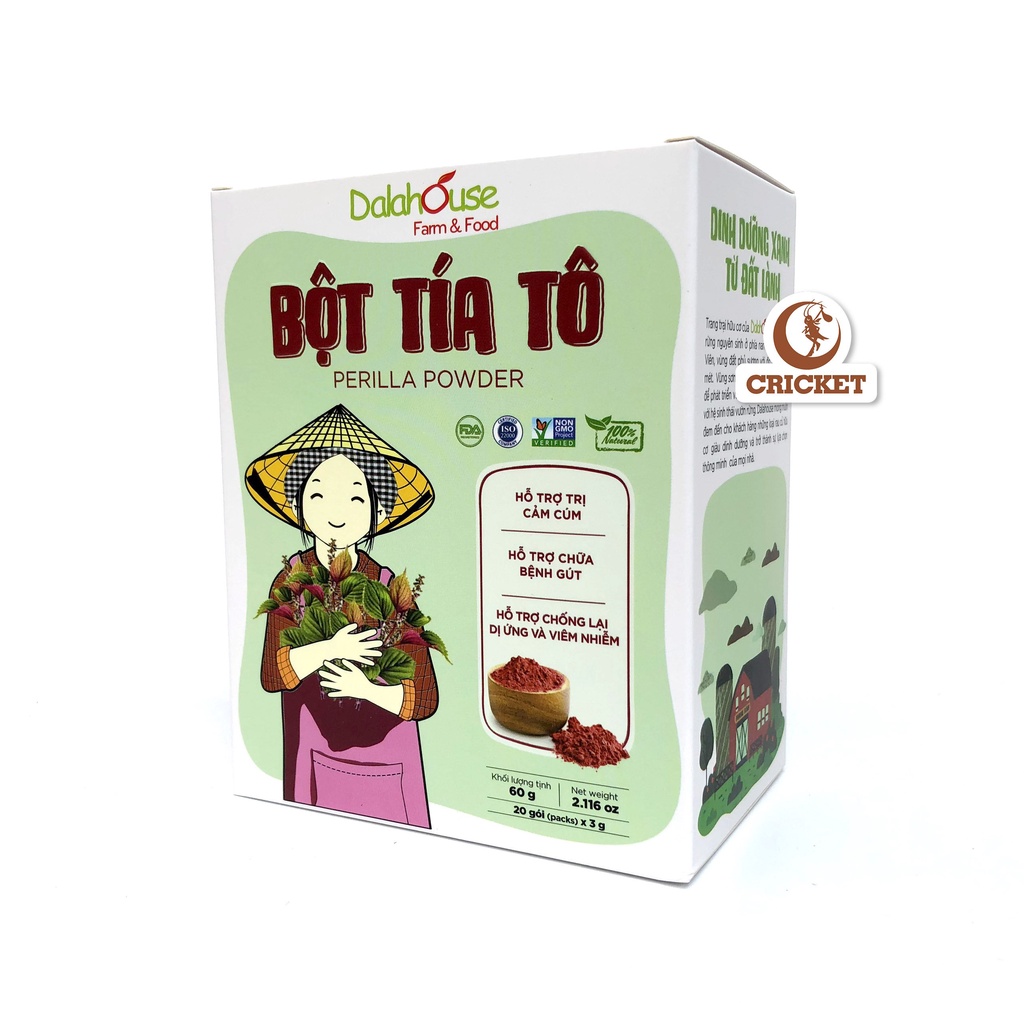 Bột Tía Tô Nguyên Chất Sấy Lạnh Dalahouse - Hộp 60g - Đẹp Da Tốt Cho Sức Khỏe