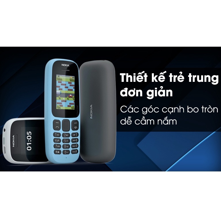 Nokia 105 1sim 2 sim mẫu mới nhất, Điện thoại nokia chính hãng có pin sạc, Bảo Hàng 12 tháng