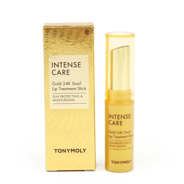 Son dưỡng chống nhăn và khô môi ốc sên vàng 24k Tonymoly intense care gold 24k snail lip treatment stick