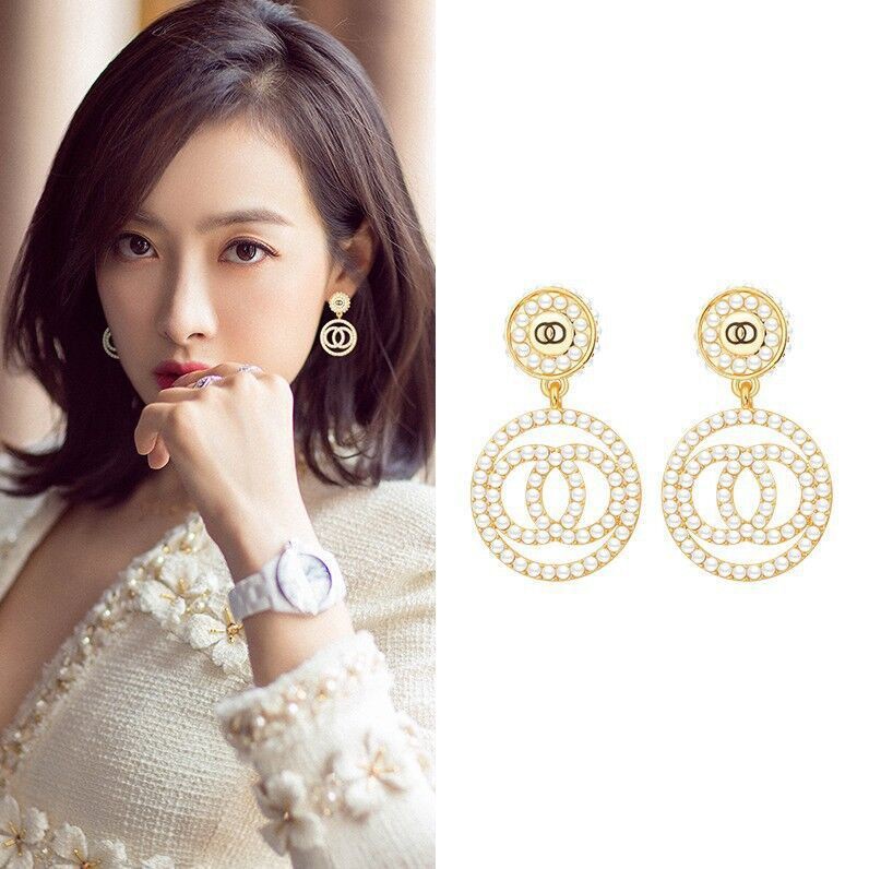 Bông tai kiểu tròn đính đá họa tiết hoa thời trang Hàn Quốc ngọt ngào và sang trọng