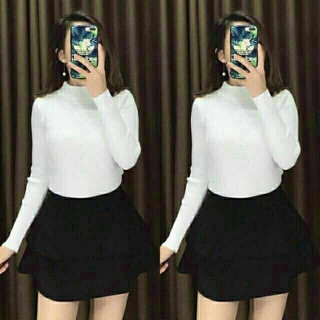 Áo Len Gân Tay Dài Cổ Lọ