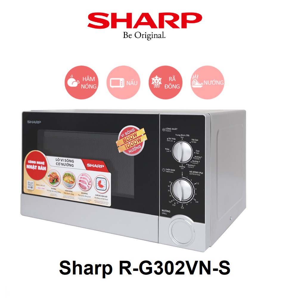 Lò Vi Sóng Cơ Có Nướng Sharp R-G302VN-S 23L (Bạc) - Hàng Chính Hãng